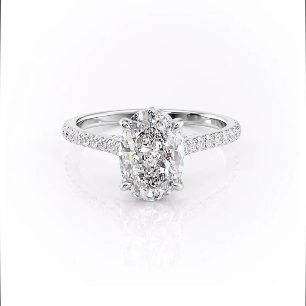 Oval 2 carat Moissanite Engagement Wedding Ring with Half-Eternity Band